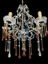 Venetian Bronze-Lamierine Crystal and Murano Glass Chandelier