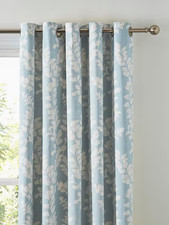 Laura Ashley Waxham Pair Lined Eyelet Curtains, Seaspray W168 Drop182cm