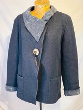 Skorpi Boiled Wool felted Coat Jacket M Grey Asymmetric Collar artsy cottagecore