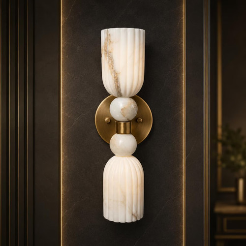 Alabaster brass wall sconce - brass,