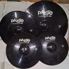 Paiste 900 Coloursound Cymbal Set Black 20" Ride, 16"Crash , 14" Hi Hats
