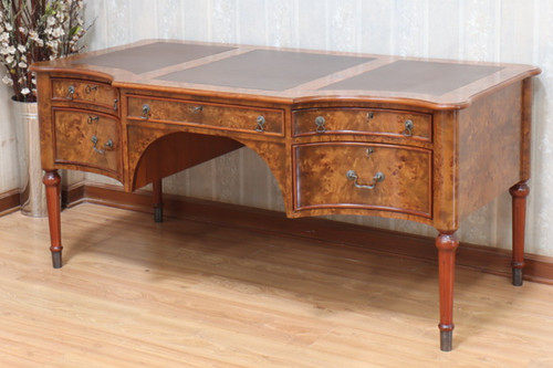 Walnut serpentine desk with - walnut,