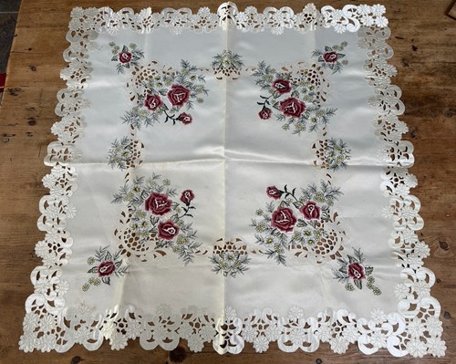 Vintage tablecloth satin - tablecloth, &