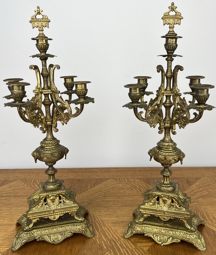 Pair candelabra antique - of,