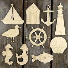 10x Wooden Nautical Craft Shapes 3mm Plywood Mix A