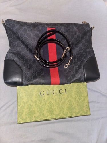 Mens black gucci vinyl satchel - black,