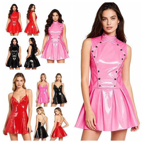 Women pvc wet look leather - uk,