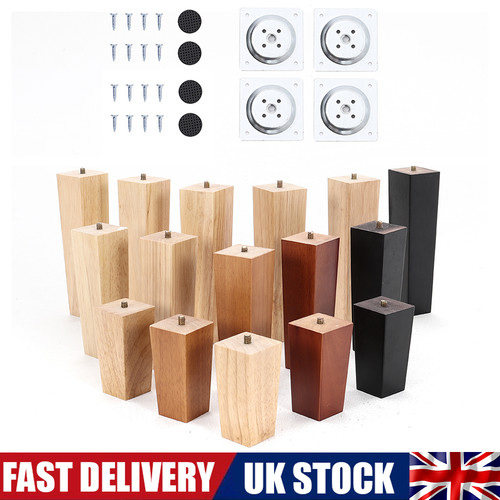 Square round wooden feet - 4x,