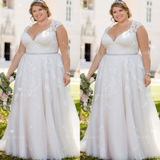 Eleagant Wedding Dresses Plus Size V Neck Diamond British Tulle Bridal Gowns