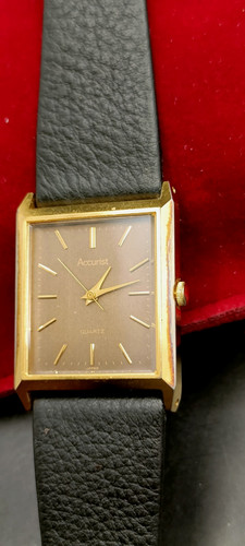 Vintage accurist black leather - vintage,