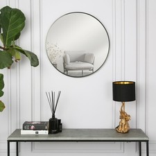 RayGar Round Framed Wall Mirror Bedroom Hallway Bathroom Wall Mounted 60cm Black