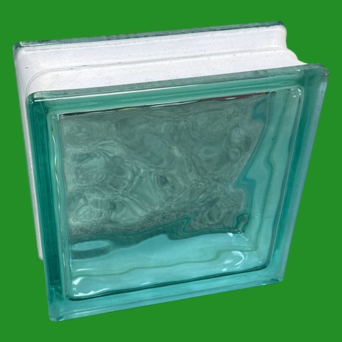 Turquoise wavy glass block - glass,