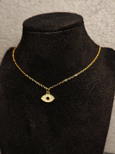 Evil Eye Necklace Gold Tone Finish – Minimalist Protection Pendant, Gift for Her