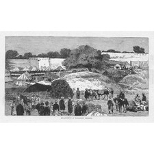 UZBEKISTAN Encampment of Bokhariot Soldiers - Antique Print 1884