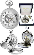 Woodford Twin-Lid Half Hunter Pocket Watch 17 Jewel Chrome Free Engraving (1078)