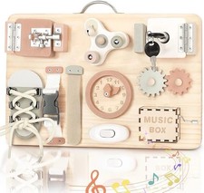 Montessori Wooden Busy Board Baby Sensory Toy Learning Fine Motor Skills Gift 