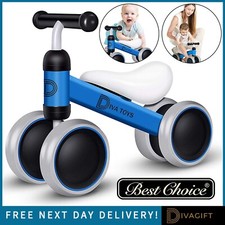 BABY BALANCE BIKE BLUE KIDS TRIKE NO PEDAL FREE TODDLER FOR 1-2 YEAR OLD NEW    