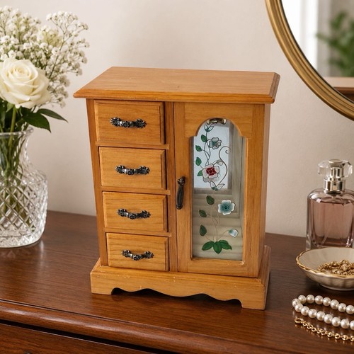 Wooden jewellery box cabinet - wooden,