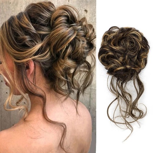 Curly real human messy - real, bun