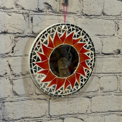 Red sun flame mosaic tile - red,