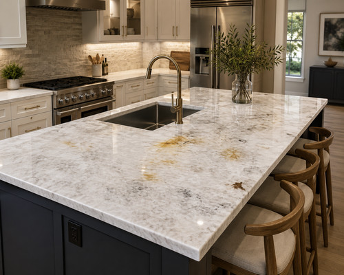 Modern white quartz countertop - white,