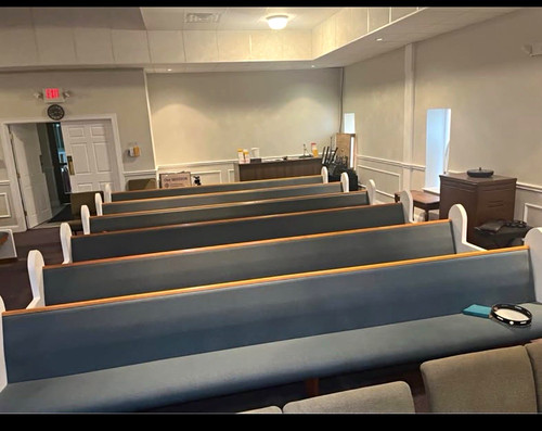 Antique blue upholstered wood - blue,