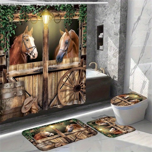 Horse animal shower curtain - animal,