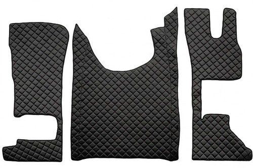 Black eco leather floor mats - black,