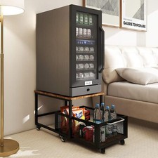 Mini Bar Fridge Stand w/ Drawer Cart Beverage Cooler Stand Home Drinks Storage