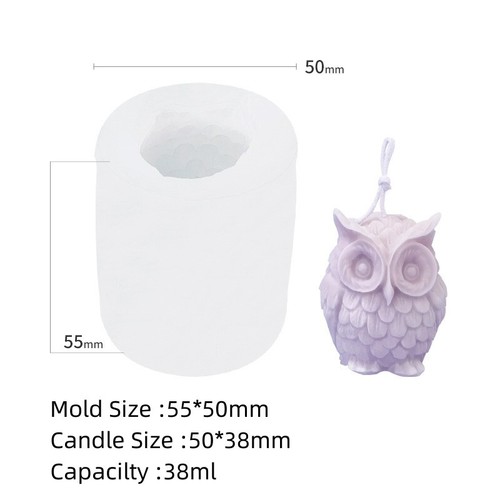 Candle molds silicone owl - 3d,