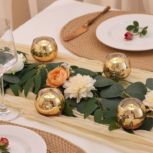 6pcs gold glass candle holder - 6pcs,