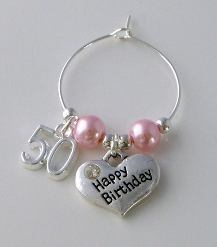 Wine glass charm happy - glass,