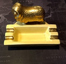 Golden Fleece Ram Vintage 1960s Ashtray - Diana Ware.