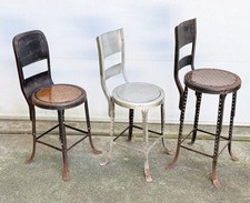 Vintage Adjustable American Industrial Steel Factory Machinist Stools 1930's