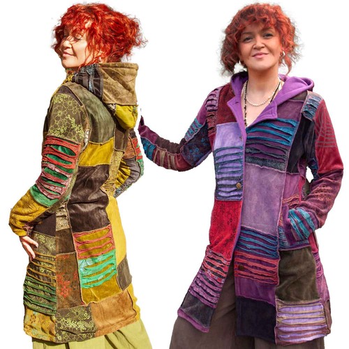 Velvet patchwork hippy - velvet, coat