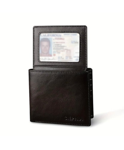 Black trifold cowhide leather - black,