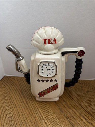 Cream petrol pump teapot - cream,