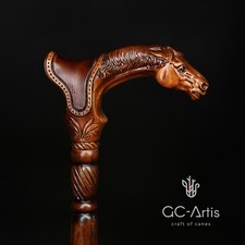 Horse Stick Animal Wood Carved
