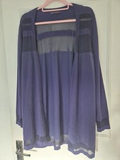 Marks and Spencer Women's Navy Cardigan Size 16 Sheer Detail Front And Back
