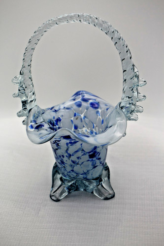 Vintage hand blown blue - hand, white