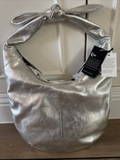 Marks and Spencer Autograph Genuine Leather Silver Hobo Shoulder Bag
