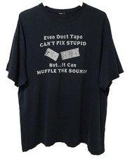 L/XL Vtg 90s Y2K Duct Tape Can't Fix Stupid Funny Distressed Skate Punk T-Shirt