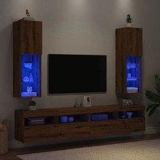 SVV TV Cabinets with LED Lights 2 pcs Artisian Oak 30.5x30x102 cm
