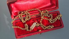 Antique Victorian 9ct Yellow Gold Rolo Belcher Chain Necklace 9.3g Hallmarked
