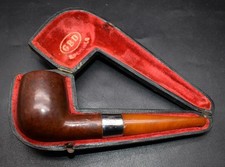 ANTIQUE GBD SPECIALE PIPE & AMBER STEM - MINERVA SILVER BAND, PARIS PLUS CASE