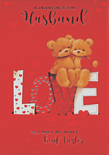 HUSBAND VALENTINES DAY CARD VALANTINES VALENTINE BEARS UK CODE G 20cm x 14cm