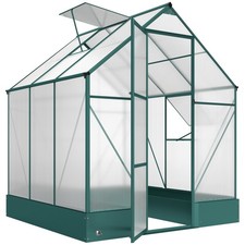 Outsunny Walk-in Greenhouse Garden Polycarbonate Aluminium w/ Smart Window 6x6ft