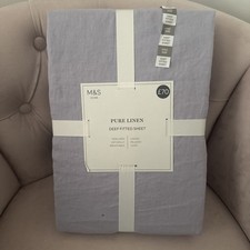 M&S 100% pure linen deep fitted sheet BNWT size king marks & Spencer 