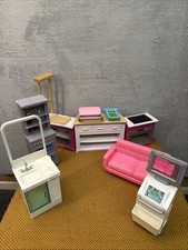 Barbie Kitchen Furniture, Pink Couch & X-ray Machine x 7 Piece Bundle