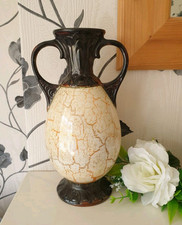 Vintage Art Deco Ditmar Urbach Vase Czech Pottery Marble Effect c1930s H10"